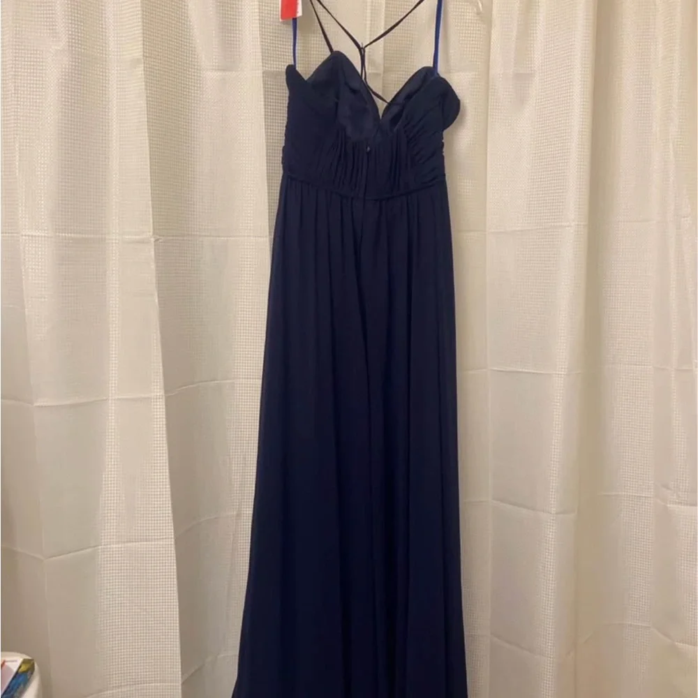 Elegant Navy Blue Women's Bridesmaid Dress - Picture 4 of 5